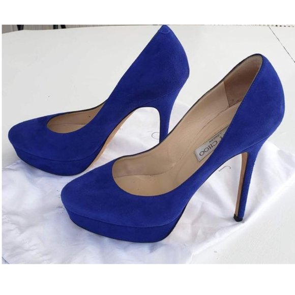 Jimmy Choo Shoes - Jimmy Choo Cosmic Electric Blue Suede Pumps Heels